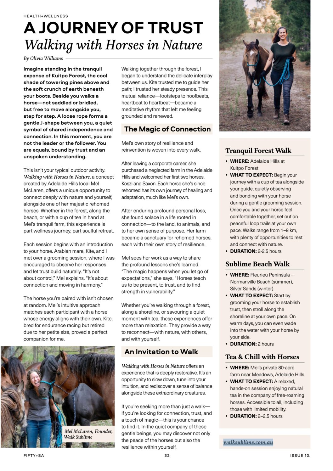 Fifty+SA | A JOURNEY OF TRUST Walking with Horses in Nature